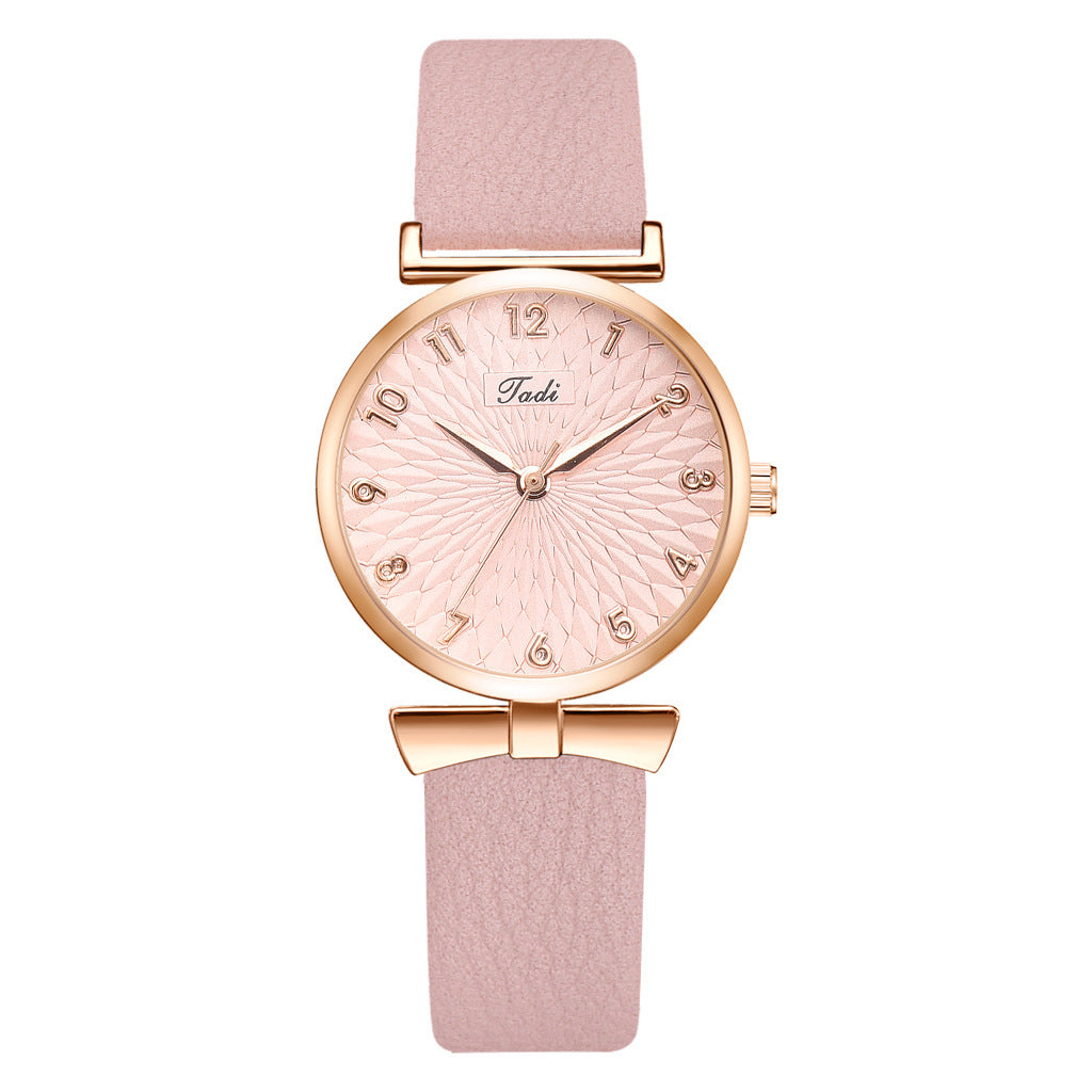 Elegant Women's Watch and Bracelet Set - Floral Dial with Matching Bangle