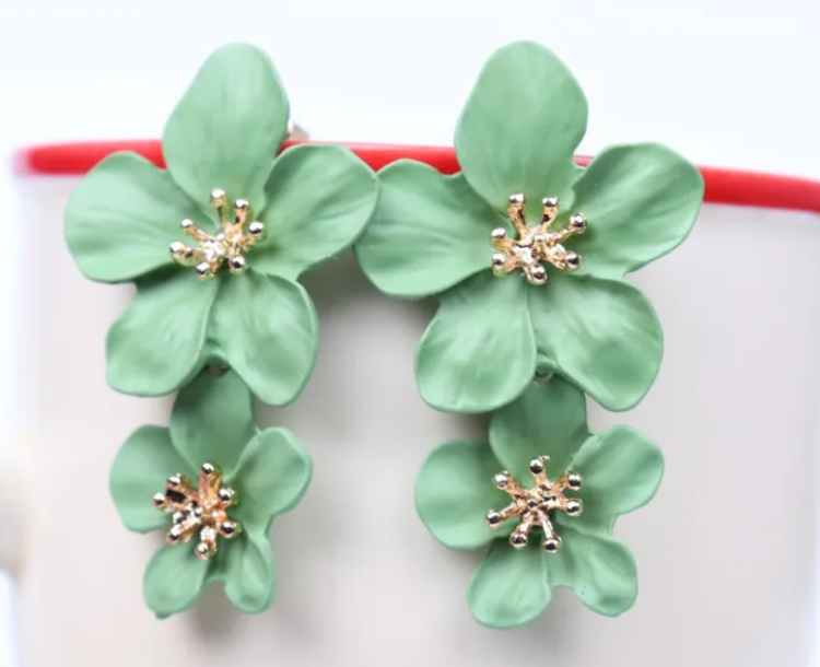 Floral Statement Stud Earrings - Colorful Flower Petal Fashion Jewelry-4 Colors