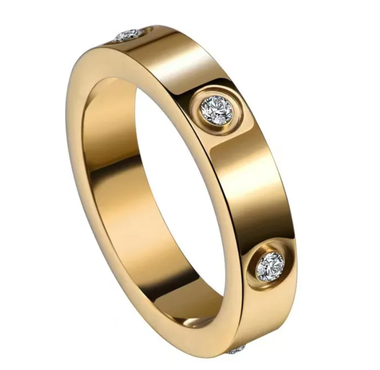 Gold Tone Pave CZ Crystal Band Ring Stacking Wedding Anniversary Fashion Jewelry
