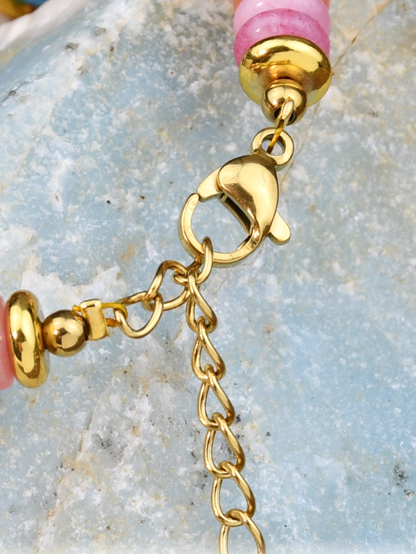 Delicate Pink or Green Crystal and Gold Tone Bracelet - 316L Stainless Steel