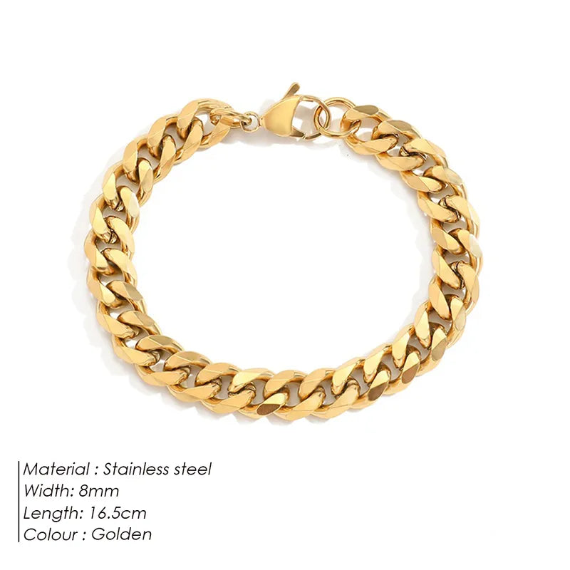 Gold Tone Geometric Chain Bracelet, 304 Stainless Steel