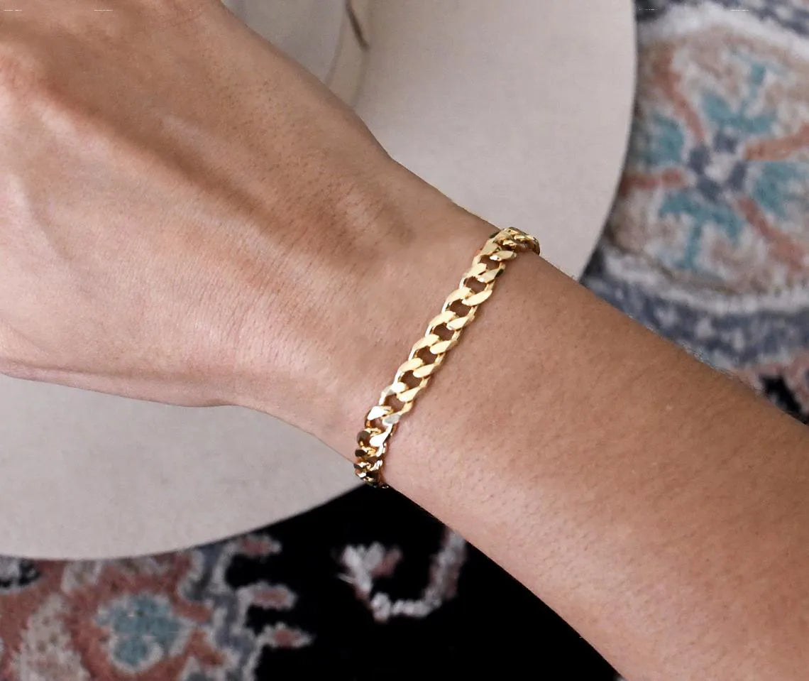 Gold Tone Geometric Chain Bracelet, 304 Stainless Steel