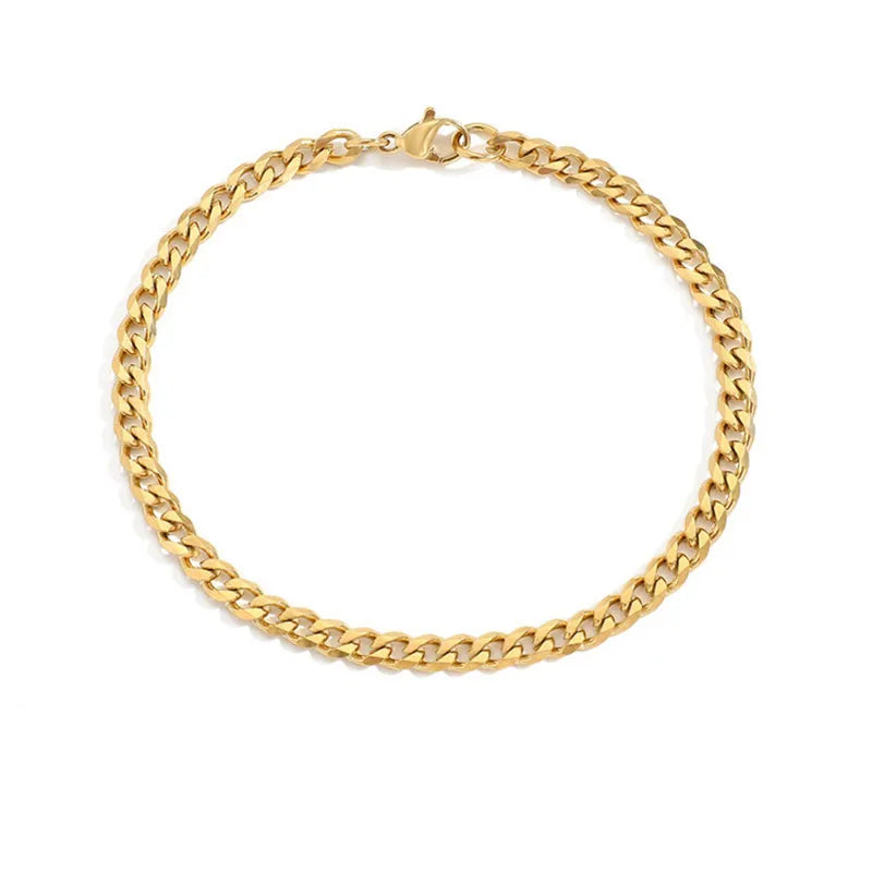 Gold Tone Geometric Chain Bracelet, 304 Stainless Steel