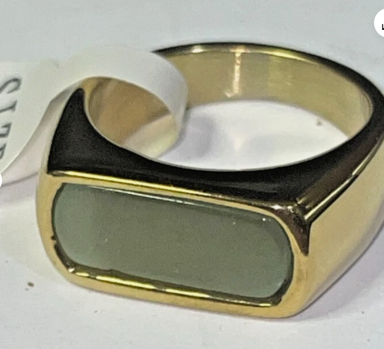 18K Gold Plated Geometric Ring with Vibrant Acrylic-Like Detail *SHIPS FROM US*