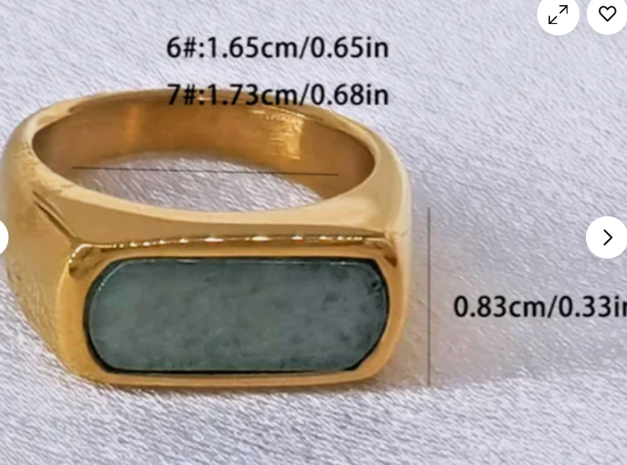 18K Gold Plated Geometric Ring with Vibrant Acrylic-Like Detail *SHIPS FROM US*