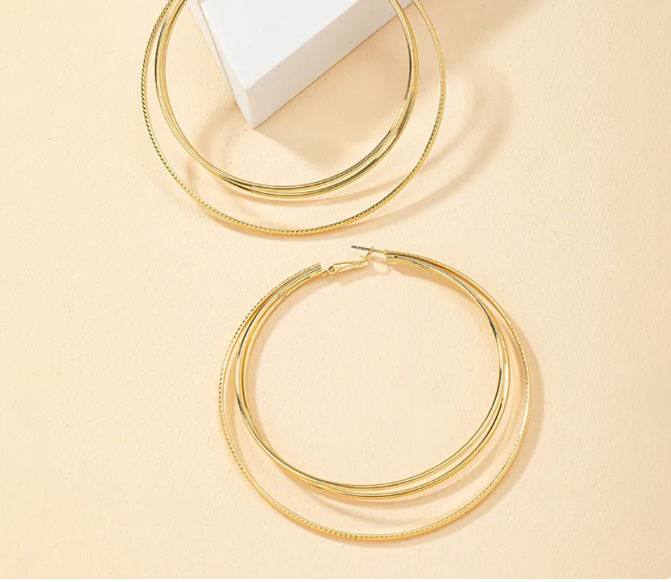 Simple Classic Solid Color Alloy Ferroalloy 14k Gold Plated Hoop Earrings