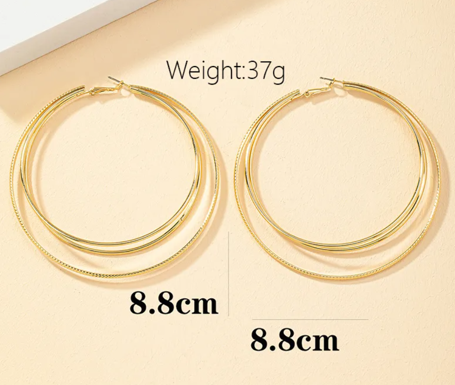 Simple Classic Solid Color Alloy Ferroalloy 14k Gold Plated Hoop Earrings