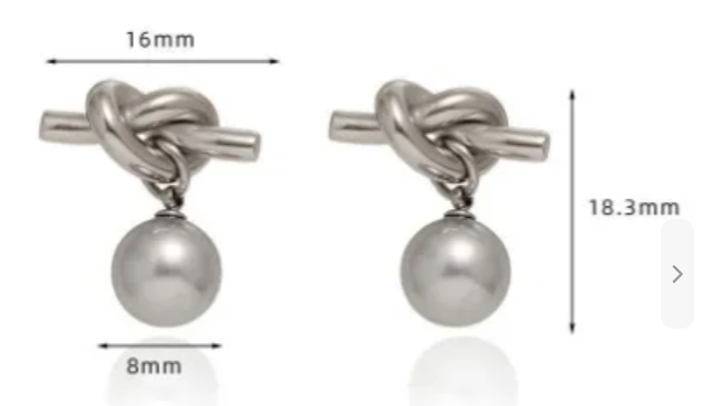 Elegant Knot & Pearl Drop Earrings - 18K Gold Plated Stainless Steel Dangle Studs