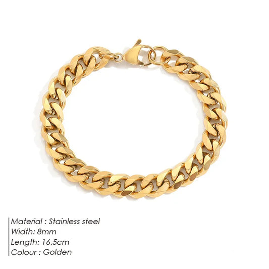 Gold Tone Geometric Chain Bracelet, 304 Stainless Steel