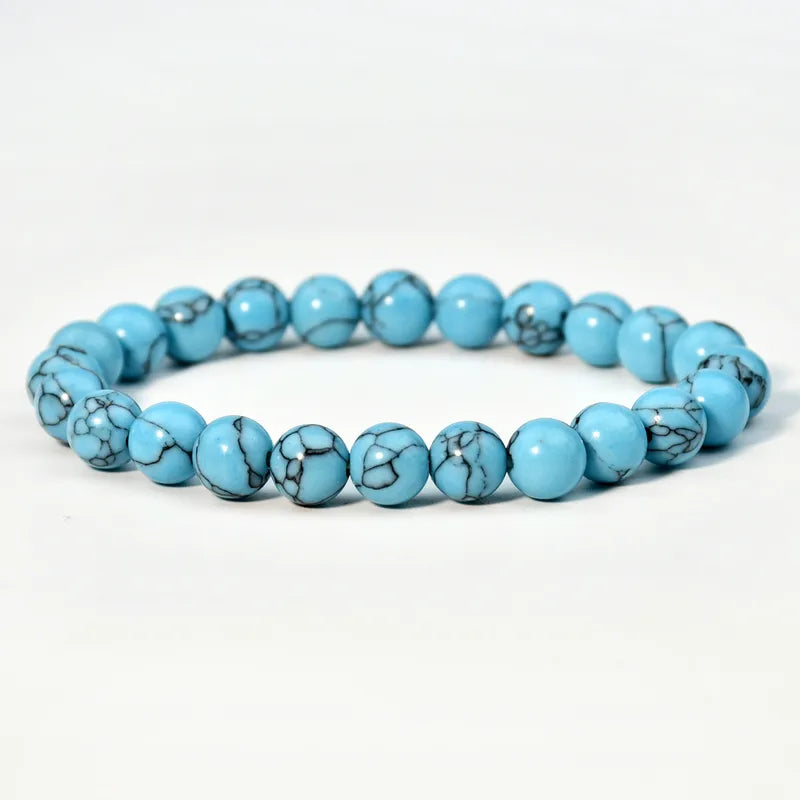 Turquoise Blue Beaded Stretch Bracelet