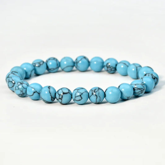 Turquoise Blue Beaded Stretch Bracelet
