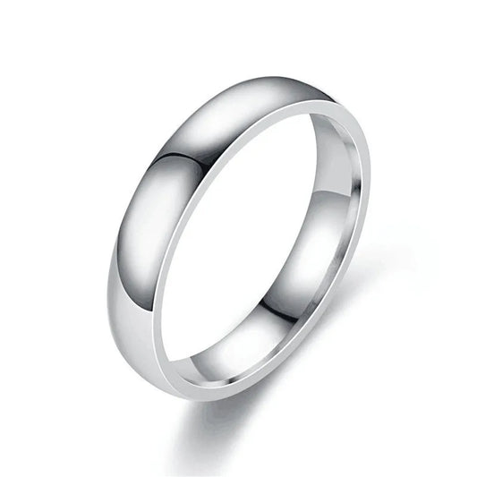 Stainless Steel Band Ring, Polished Silver Tone, Waterproof