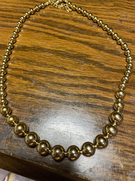 18K Gold Plated Stainless Steel Beaded Necklace