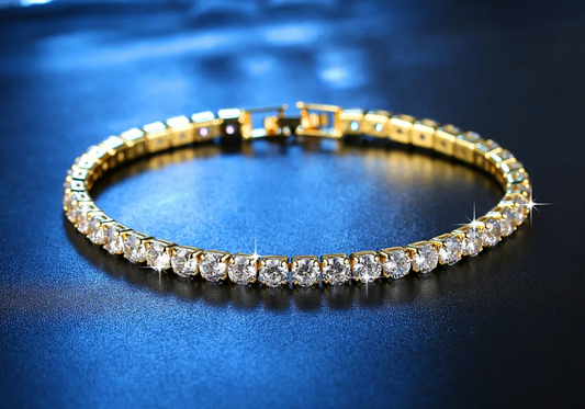 Women's 1-Row Zircon "Diamond" Tennis Bracelet - Platinum Plated Copper - 4mm