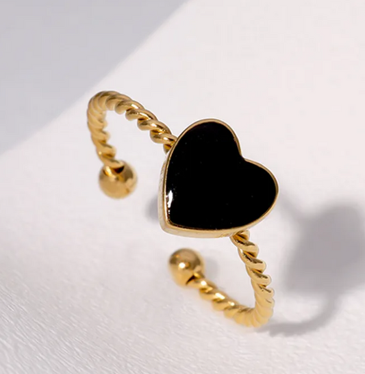 Cute Heart Shape Ring - 18K Gold Plated Stainless Steel Open Ring for Women